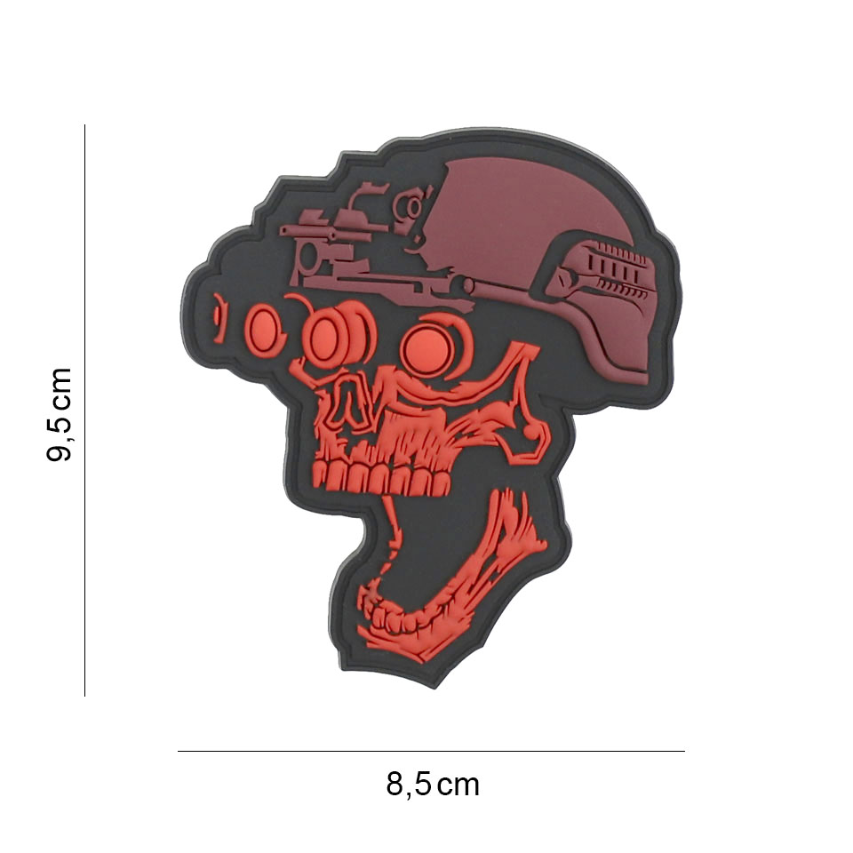 Embleem 3D PVC Night vision skull rood #19044