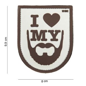 Embleem 3D PVC I love my beard bruin #14041