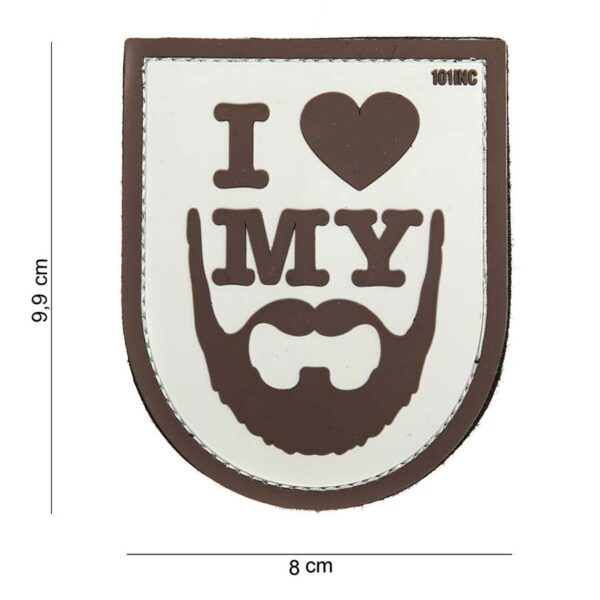 Embleem 3D PVC I love my beard bruin #14041