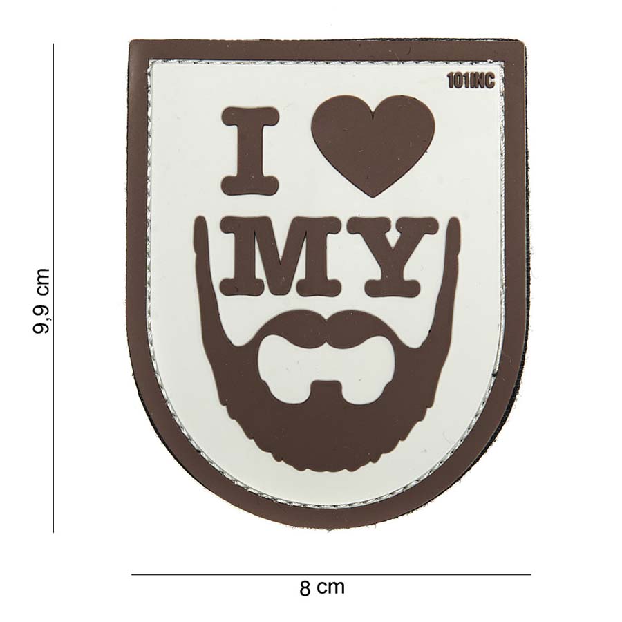 Embleem 3D PVC I love my beard bruin #14041