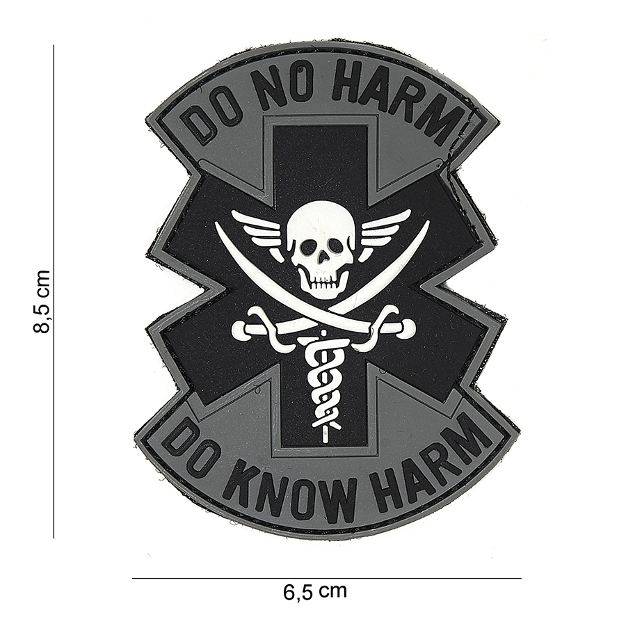 Embleem 3D PVC Do no harm grijs/zwart #16099
