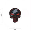 Embleem stof fijn geweven Punisher thunder rood (klein)#6144