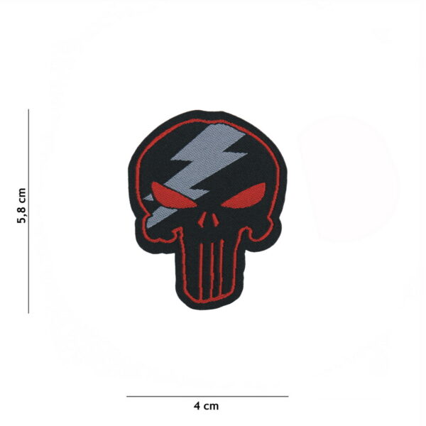 Embleem stof fijn geweven Punisher thunder rood (klein)#6144