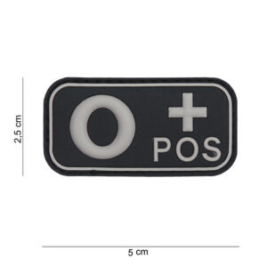 Embleem 3D PVC bloedgroep O+ positief zwart #11179