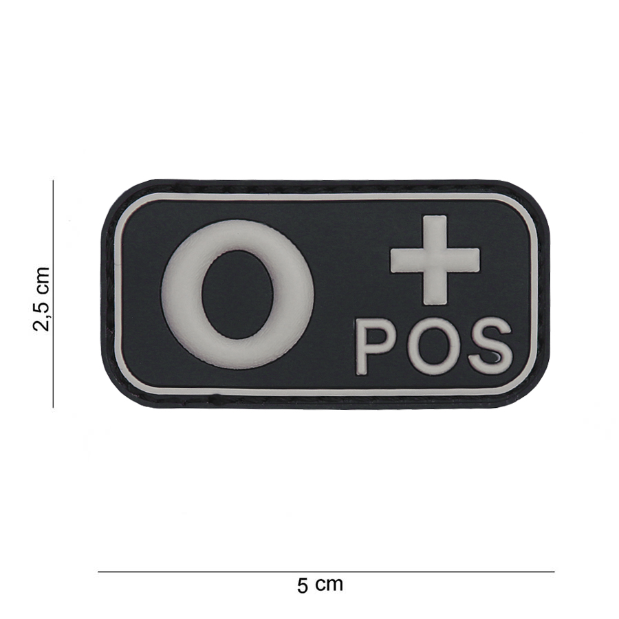 Embleem 3D PVC bloedgroep O+ positief zwart #11179