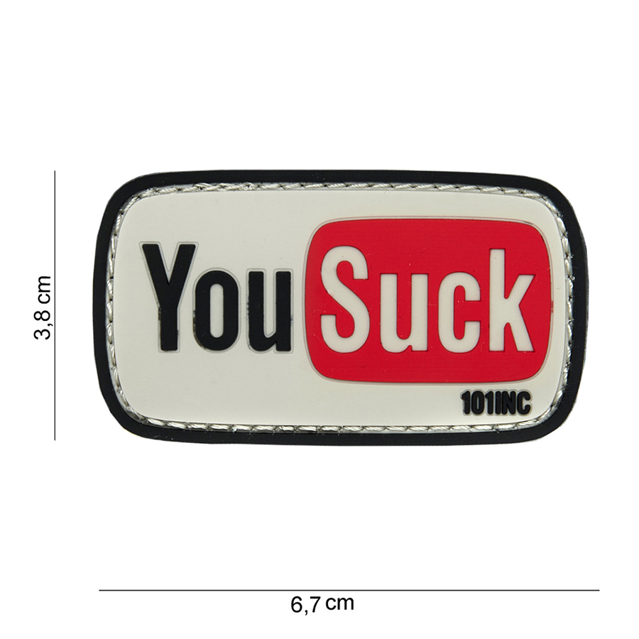 Embleem 3D PVC You Suck wit/zwart #14067