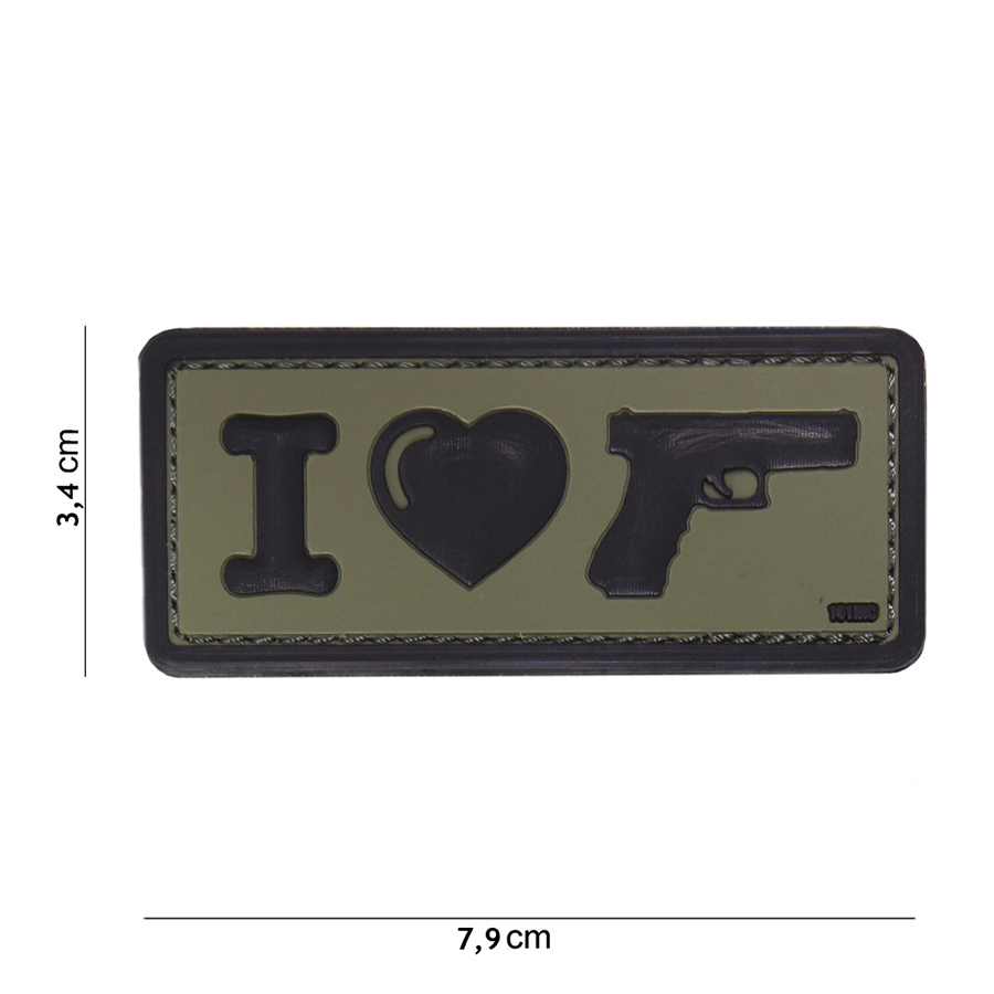 Embleem 3D PVC I Love my sidearm groen #16063