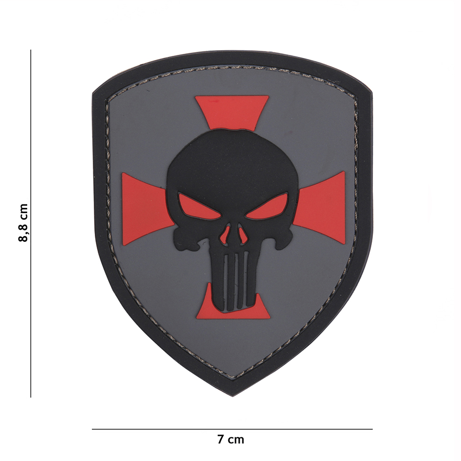 Embleem 3D PVC Schild Punisher kruis grijs #11133