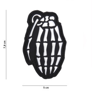 Embleem 3D PVC Bones granaat wit #11131