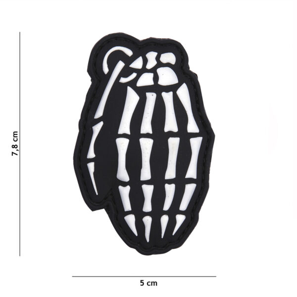 Embleem 3D PVC Bones granaat wit #11131