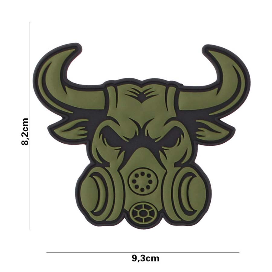 Embleem 3D PVC Gasmask bull groen #3129