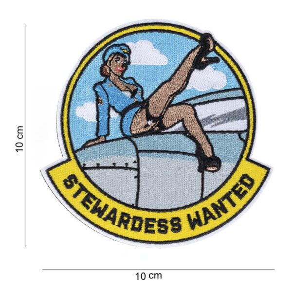 Embleem stof Stewardess wanted met klittenband #13007