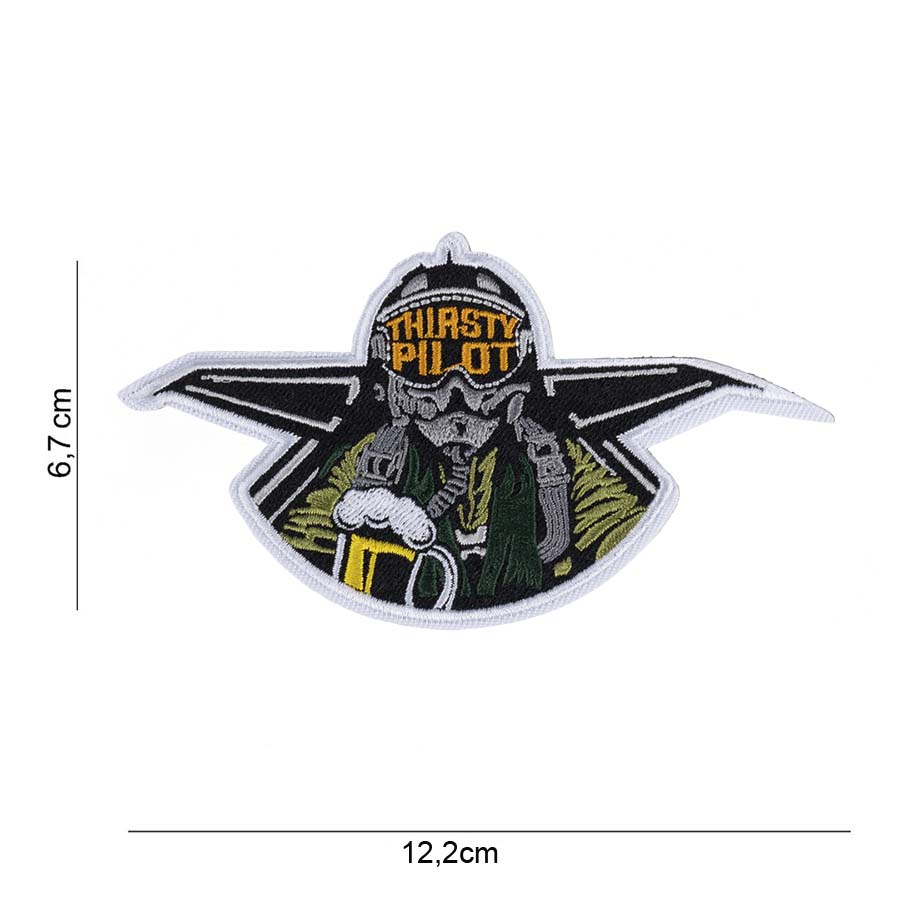 Embleem stof Thirsty pilot met klittenband #13011 Embleem stof Thirsty pilot met klittenband #13011