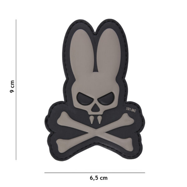 Embleem 3D PVC Skull bunny grijs #17054