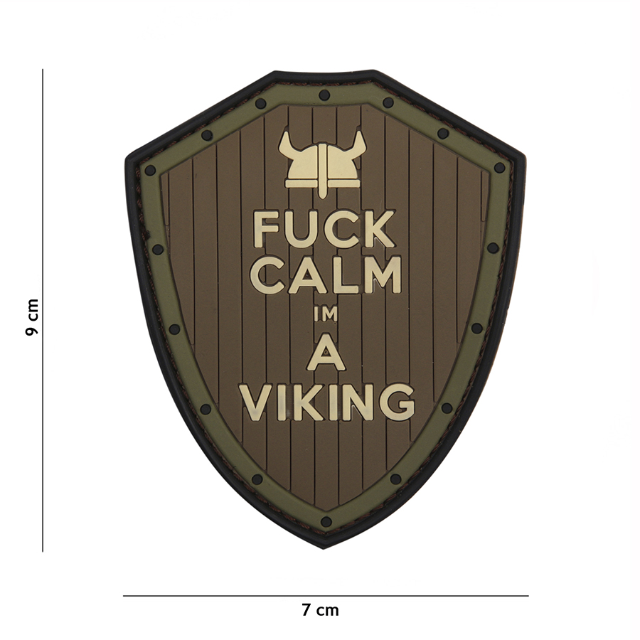 Embleem 3D PVC Fuck Calm bruin/groen #11111