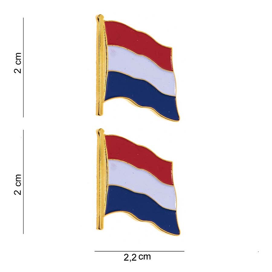 Embleem metaal Nederlandse vlag 2 stuks #7070
