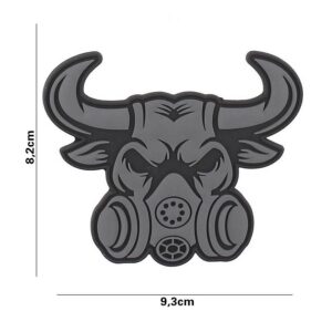 Embleem 3D PVC Gasmask bull grijs #3130