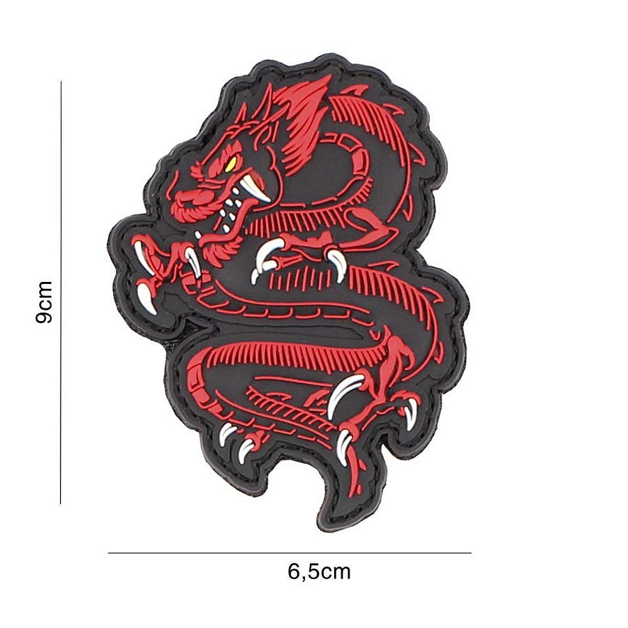 Embleem 3D PVC dragon rood #5090