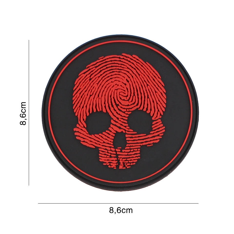 Embleem 3D PVC fingerprint skull rood #5119