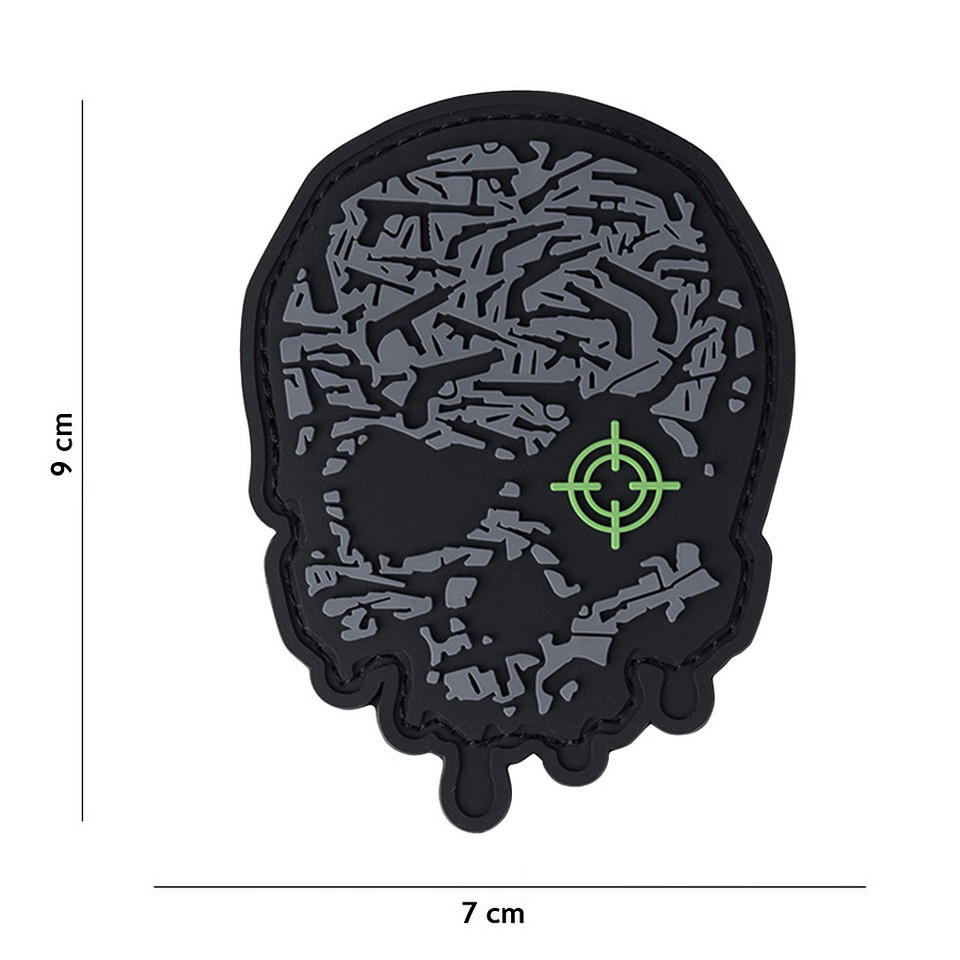 Embleem 3D PVC Target eye skull grijs #15042 Embleem 3D PVC Target eye skull grijs #15042