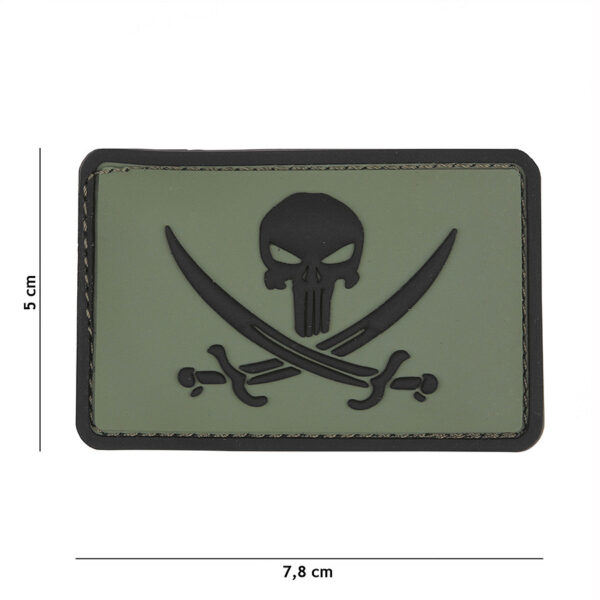 Embleem 3D PVC Punisher pirate groen #9045
