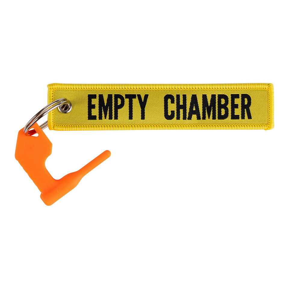 Sleutelhanger Empty chamber met plug geel #75 Sleutelhanger Empty chamber met plug geel #75