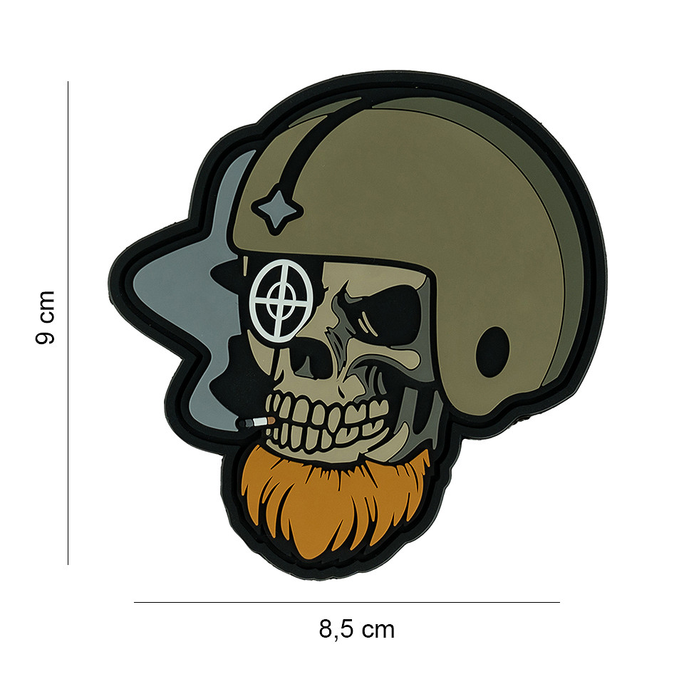 Embleem 3D PVC Bearded skull pilot #6116 Embleem 3D PVC Bearded skull pilot #6116