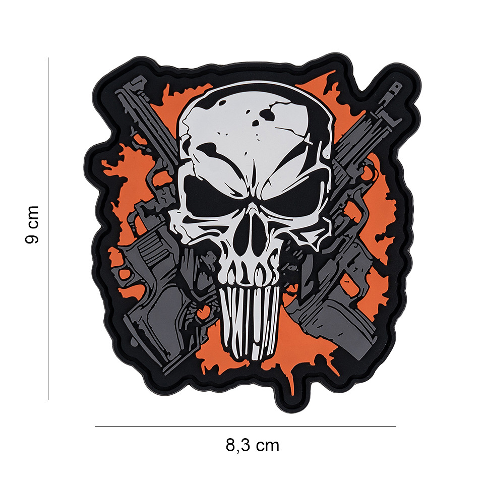 Embleem 3D PVC Punish skull crossed guns #6119 Embleem 3D PVC Punish skull crossed guns #6119