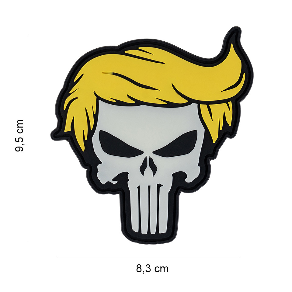 Embleem 3D PVC Punish skull yellow hair glow in dark#13061 Embleem 3D PVC Punish skull yellow hair glow in dark#13061