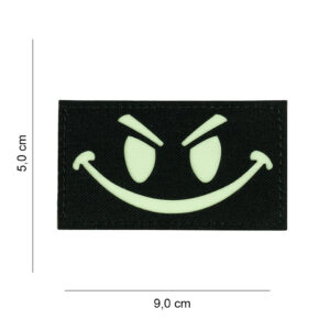Laser Cut Embleem stof Evil Smiley glow in the dark #5039