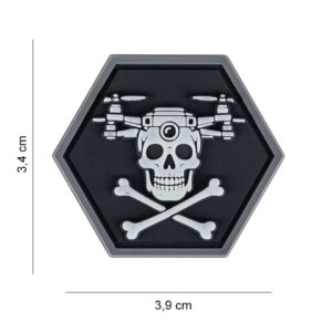 Embleem 3D PVC Hexagon Drone Skull & Bones Glow #8019