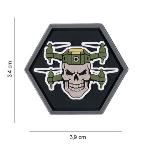 Embleem 3D PVC Hexagon Double Drone Skull #8021