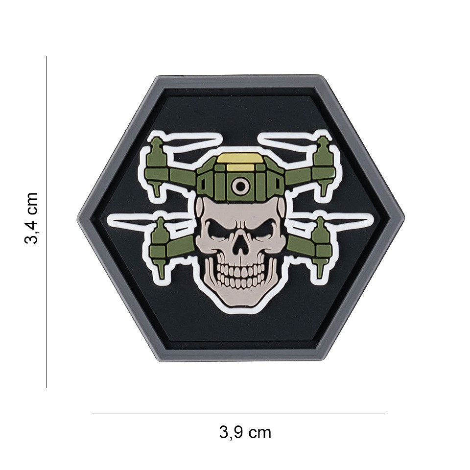 Embleem 3D PVC Hexagon Double Drone Skull #8021
